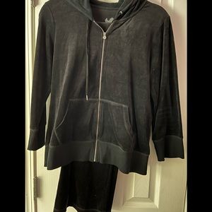 Black velour track suit